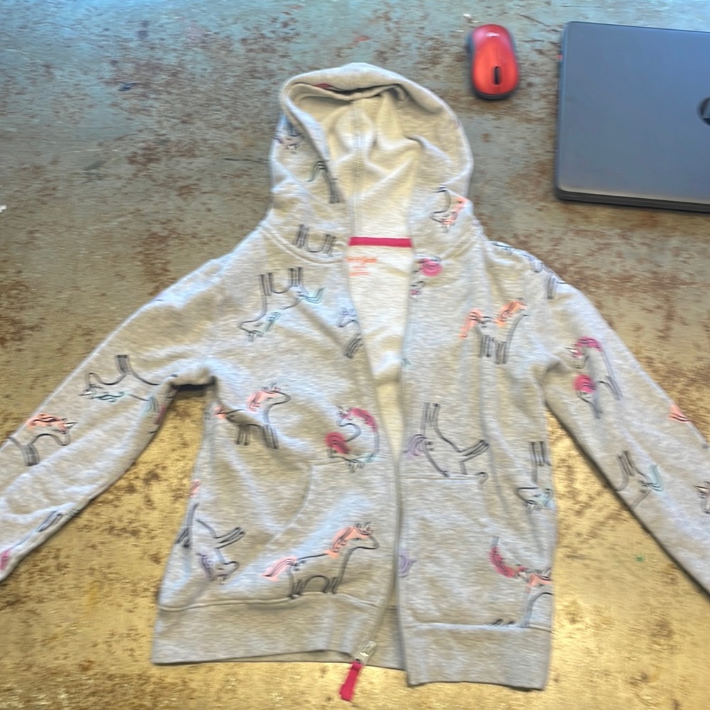 Cat and Jack size 7/8 unicorn zip up